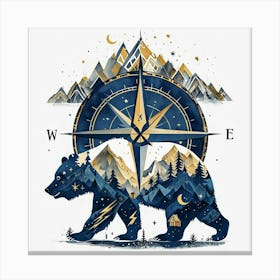 Bear With Compass Canvas Print