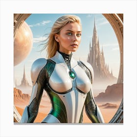 Girl In A Futuristic Suit 2 Canvas Print