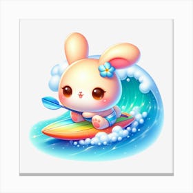 Cute Bunny Surfing 1 Canvas Print