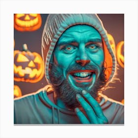 Hyperrealistic Photography Of A Man As Jack O La Canvas Print