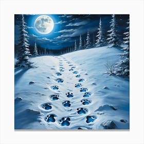 Paw Prints In The Snow 2 Canvas Print