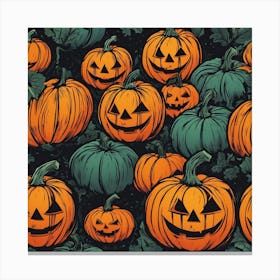 Halloween Pumpkins Seamless Pattern 2 Canvas Print