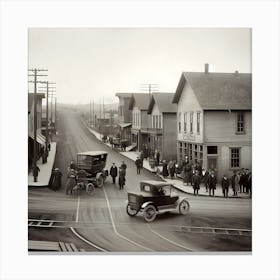 Early Small Town America And The Automobile ~Reimagined 23 Canvas Print