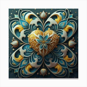 Abstract art of exotic flowers with vibrant abstract hearts in their designs, hearts, 2 Canvas Print