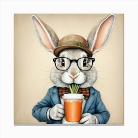 Rabbit In Glasses 3 Canvas Print