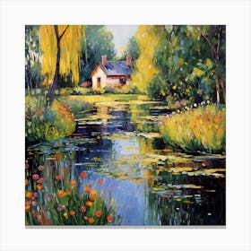 Mystic Waters: Impressionist Aura in Riverside Strokes Canvas Print