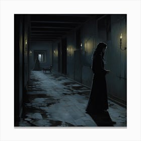 Woman In A Dark Hallway Canvas Print