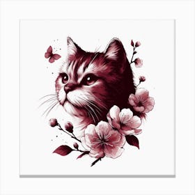 Cat and flawor  Canvas Print