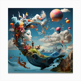 an image that delves into the realm of dreams and imagination, portraying surreal landscapes, fantastical creatures, and abstract concepts Canvas Print