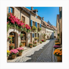 Cobblestone Street In France 12 Canvas Print