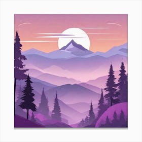 Misty mountains background in purple tone 70 Canvas Print