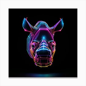 Neon Rhino Head Canvas Print