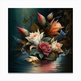 Flowers In Water Canvas Print
