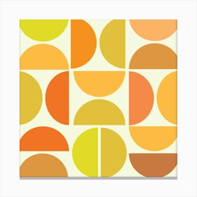 Mid Century Modern Geometric Half Circles in Orange, Brown , Lime green and Brown Canvas Print