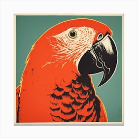 Retro Bird Lithograph Macaw 3 Canvas Print