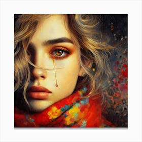 Girl With Tears Canvas Print