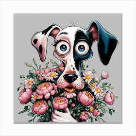 Dalmatian Dog With Flowers Canvas Print