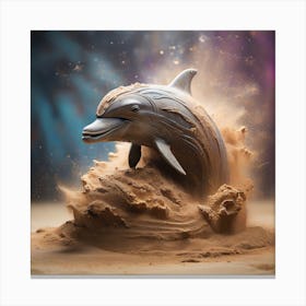 Sculpture of Dolphin made of stone & sand 1 Canvas Print