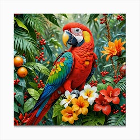 Parrot In The Jungle Canvas Print