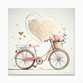 Valentine'S Day Bicycle Canvas Print