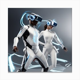 Two People In Virtual Reality 2 Canvas Print