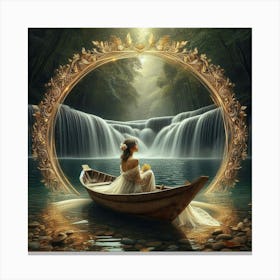 Woman In A Boat Canvas Print