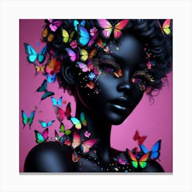 Purple woman butterfly wall art Canvas Print