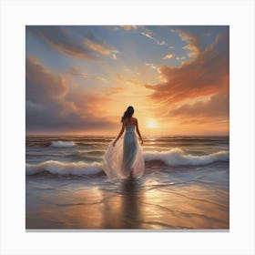 Woman At The Beach Canvas Print