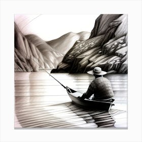 Man Fishing In A Canoe Canvas Print