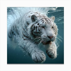 White Tiger Swimming Underwater Canvas Print