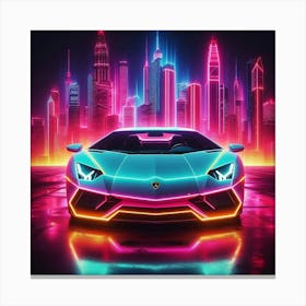 Neon Lamborghini 3 Lienzo