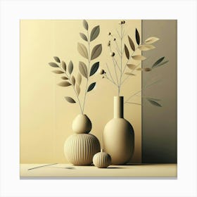 Vases With Leaves Canvas Print