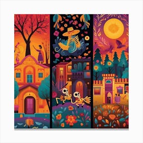 Mexican Day Of The Dead Banners Canvas Print