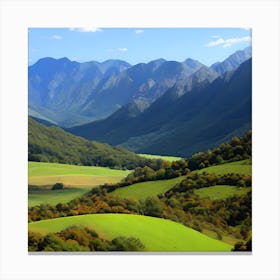 Green Valley In The Mountains Canvas Print