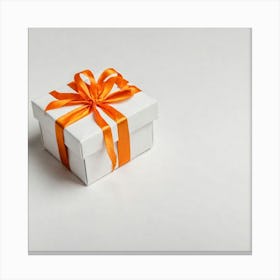 Gift Box With Orange Ribbon Canvas Print