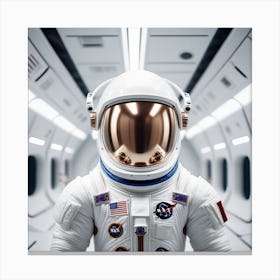Astronaut Day Spaceman In White Space Suit Costume Open Glass Helmet 0 Canvas Print