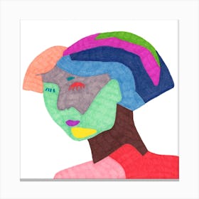 Woman In Colours Square Canvas Print