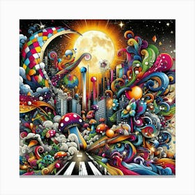Psychedelic City 10 Canvas Print