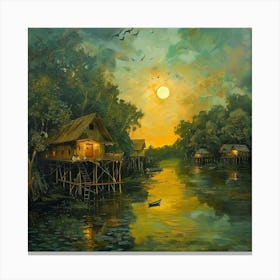 Sunset By The River Canvas Print