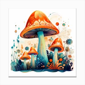 Mushrooms In The Garden 7 Canvas Print