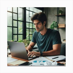 Man Working On Laptop 5 Canvas Print