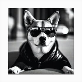 Husky Dog Wearing Sunglasses Canvas Print