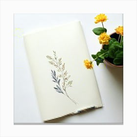 Pencil Resting On A Crisp Sketchpad Above A Scandinavian Minimalist Desk Delicate Floral Designs Su Canvas Print