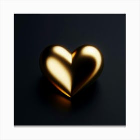 Gold Heart On Black Background 1 Canvas Print