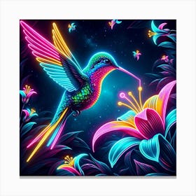 Neon Hummingbird Canvas Print