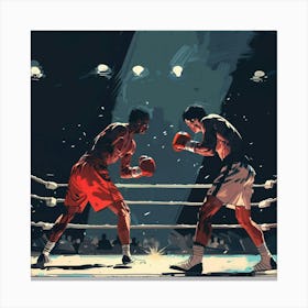 Two Boxers Fighting In The Ring Canvas Print