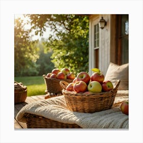 Apple Baskets On The Porch Canvas Print