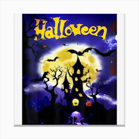 Spooky Halloween Night Bats Canvas Print