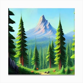 Path To The Mountains trees pines forest 8 Canvas Print