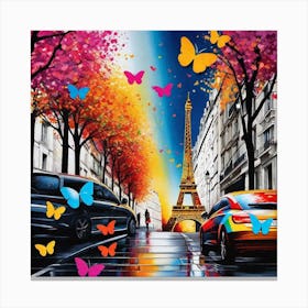 Paris With Butterflies 9 Canvas Print